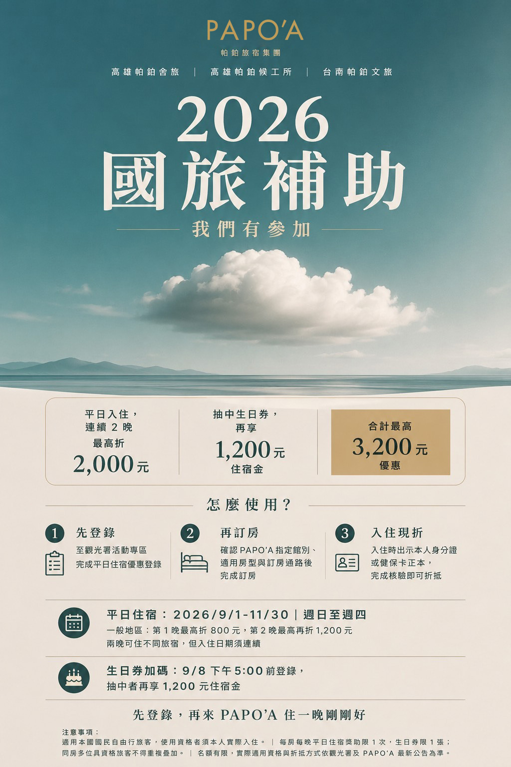 2026 平日國旅住宿優惠活動資訊